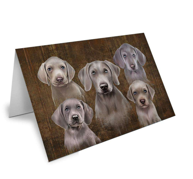 Rustic 5 Weimaraners Dog Handmade Artwork Assorted Pets Greeting Cards and Note Cards with Envelopes for All Occasions and Holiday Seasons GCD52736