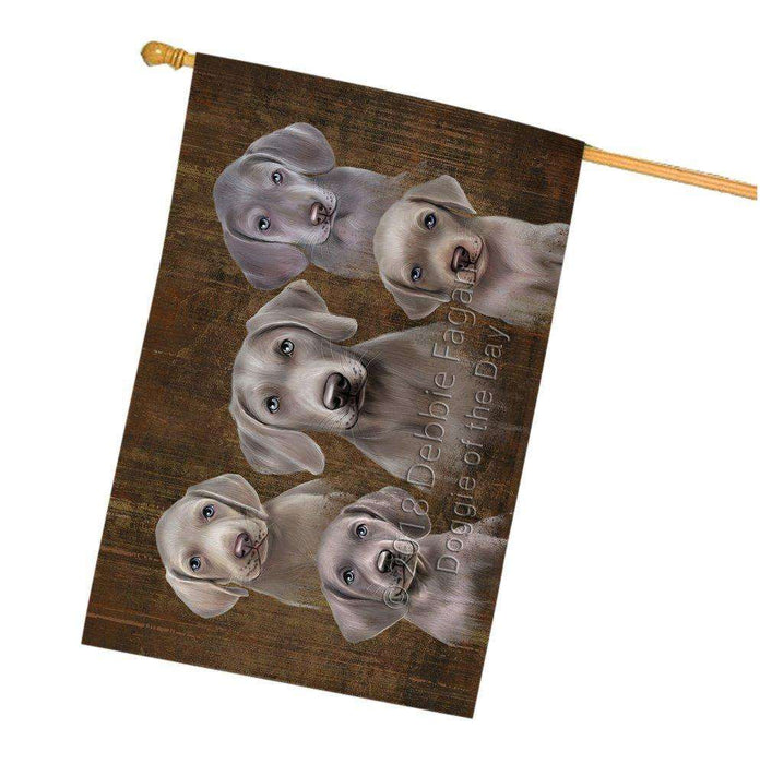 Rustic 5 Weimaraners Dog House Flag FLGA49534