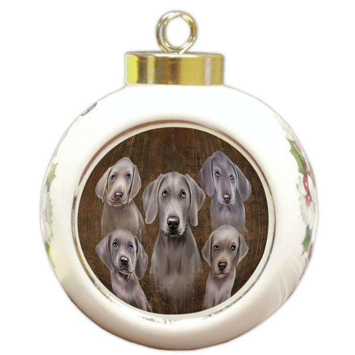Rustic 5 Weimaraners Dog Round Ball Christmas Ornament RBPOR49473