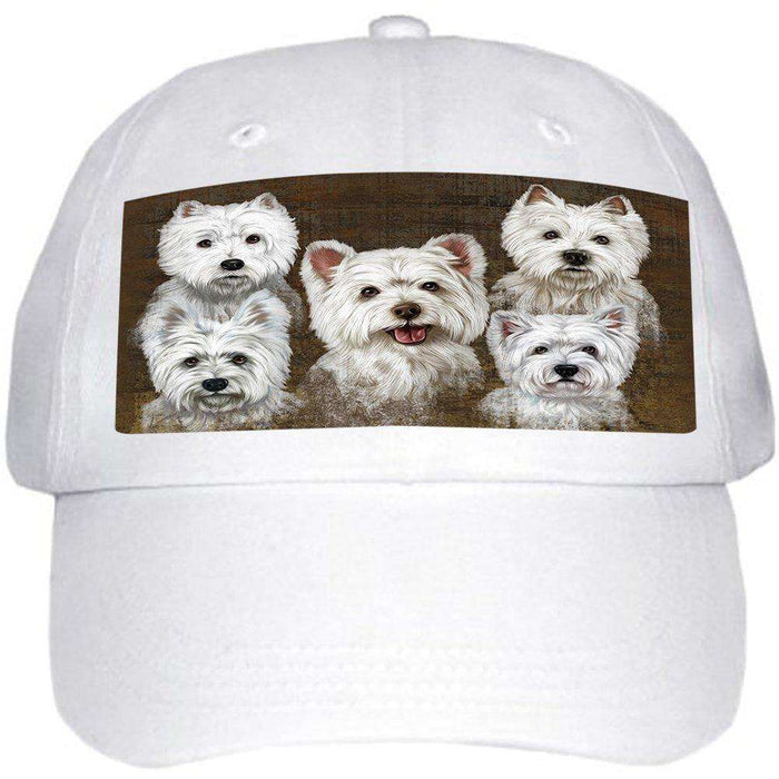 Rustic 5 West Highland White Terriers Dog Ball Hat Cap HAT48549