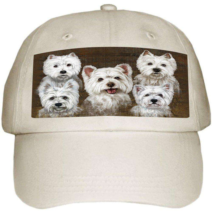Rustic 5 West Highland White Terriers Dog Ball Hat Cap HAT48549