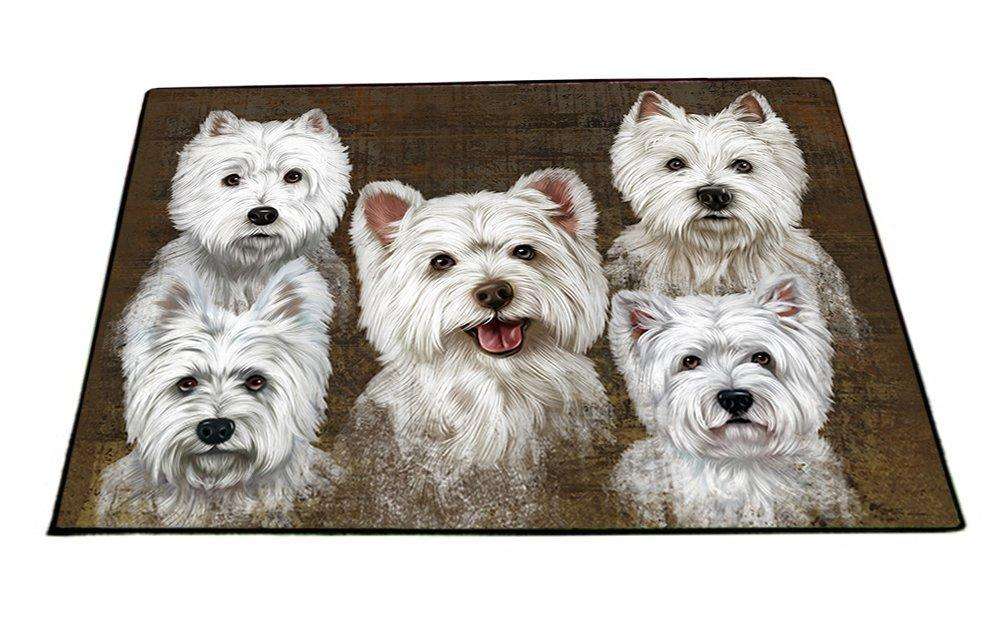 Rustic 5 West Highland White Terriers Dog Floormat FLMS48468