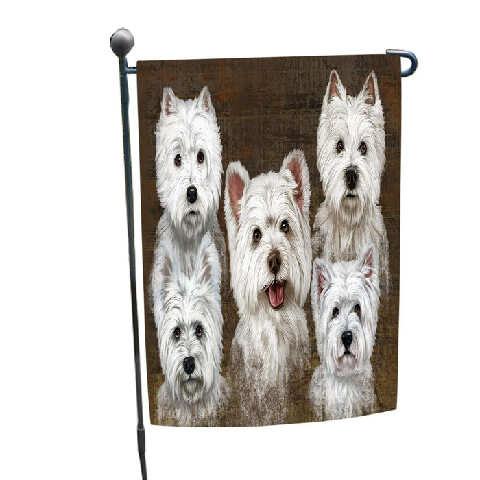 Rustic 5 West Highland White Terriers Dog Garden Flag GFLG48164
