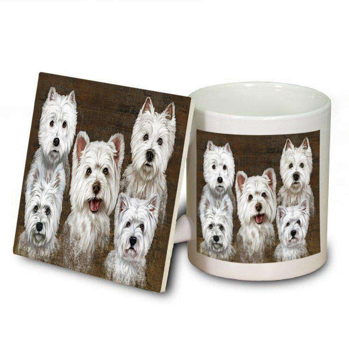 Rustic 5 West Highland White Terriers Dog Mug and Coaster Set MUC48264
