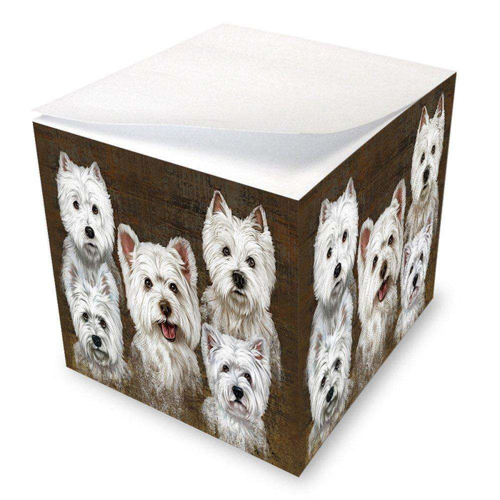 Rustic 5 West Highland White Terriers Dog Note Cube NOC48272