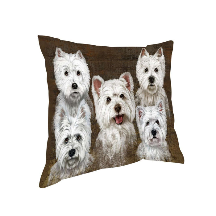 Rustic 5 West Highland White Terriers Dog Pillow PIL49140