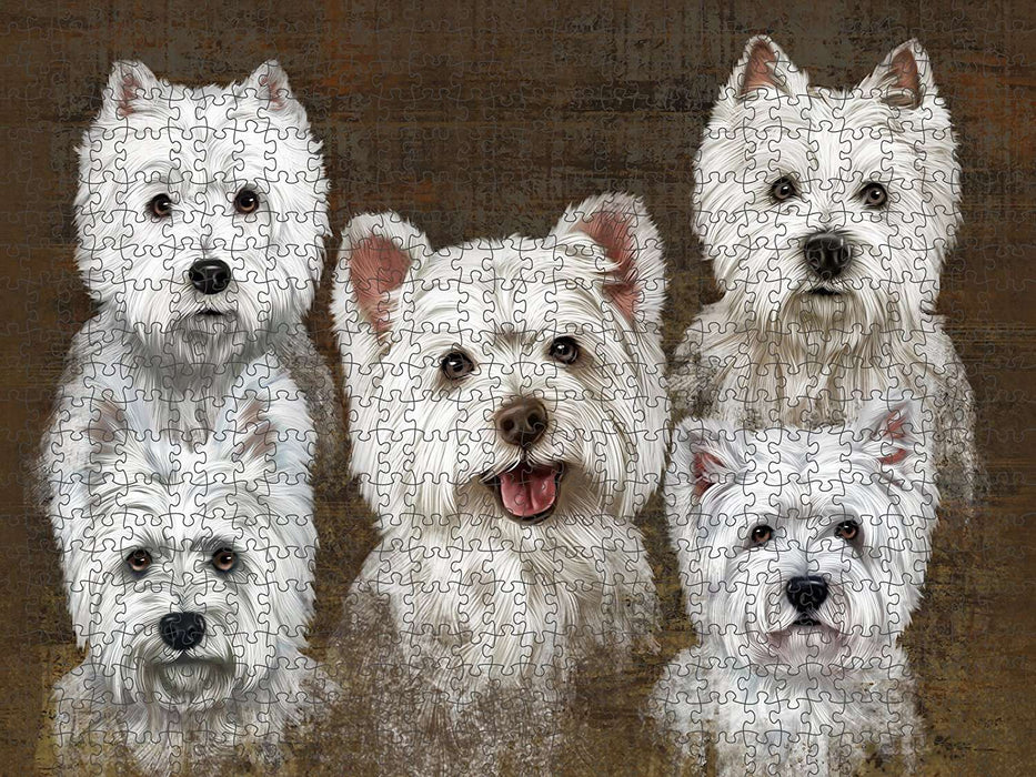 Rustic 5 West Highland White Terriers Dog Puzzle with Photo Tin PUZL48669