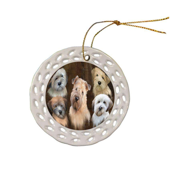 Rustic 5 Wheaten Terrier Dog Ceramic Doily Ornament DPOR54152