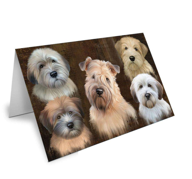 Rustic 5 Wheaten Terrier Dog Handmade Artwork Assorted Pets Greeting Cards and Note Cards with Envelopes for All Occasions and Holiday Seasons GCD66485