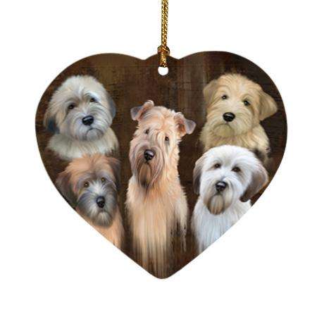 Rustic 5 Wheaten Terrier Dog Heart Christmas Ornament HPOR54152