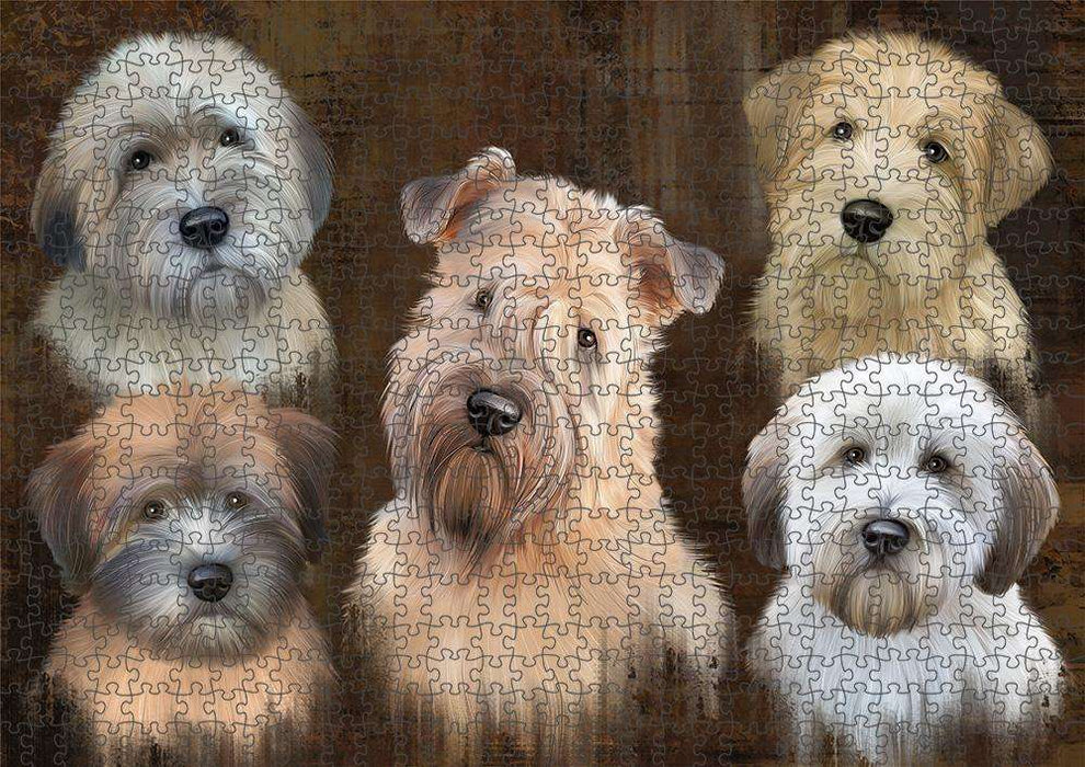 Rustic 5 Wheaten Terrier Dog Puzzle with Photo Tin PUZL83764