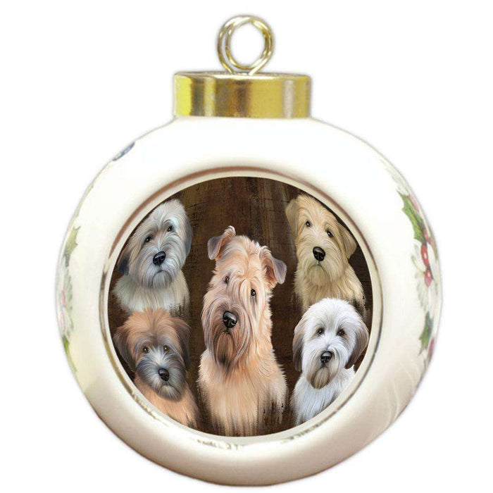 Rustic 5 Wheaten Terrier Dog Round Ball Christmas Ornament RBPOR54152