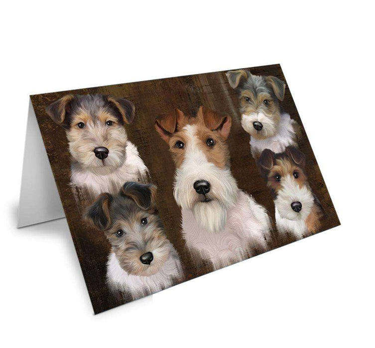 Rustic 5 Wire Fox Terrier Dog Handmade Artwork Assorted Pets Greeting Cards and Note Cards with Envelopes for All Occasions and Holiday Seasons GCD66488