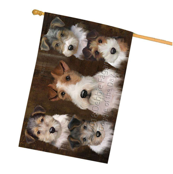 Rustic 5 Wire Fox Terrier Dog House Flag FLG54351
