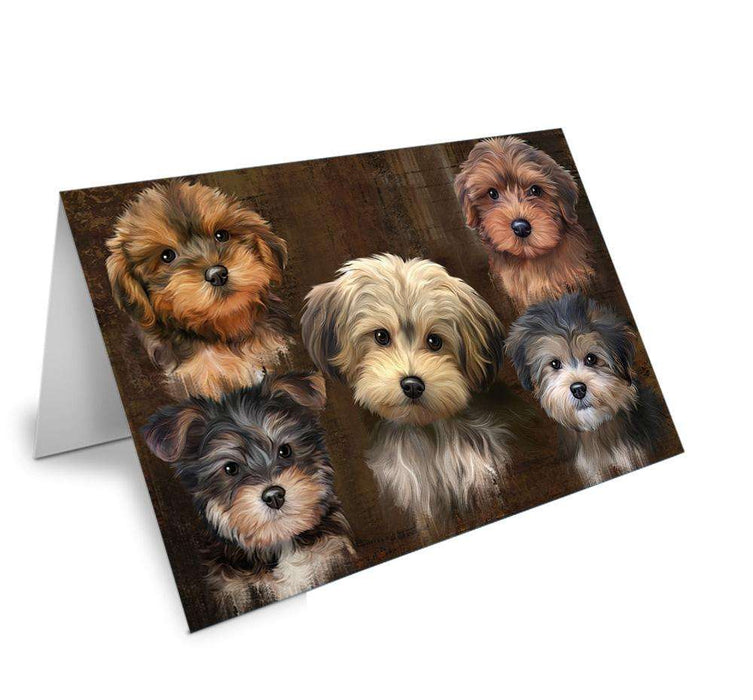 Rustic 5 Yorkipoo Dog Handmade Artwork Assorted Pets Greeting Cards and Note Cards with Envelopes for All Occasions and Holiday Seasons GCD66491