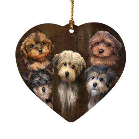 Rustic 5 Yorkipoo Dog Heart Christmas Ornament HPOR54154