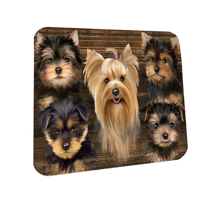 Rustic 5 Yorkshire Terriers Dog Coasters Set of 4 CST50249