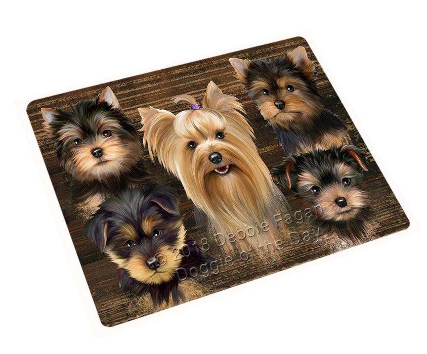 Rustic 5 Yorkshire Terriers Dog Cutting Board C54912