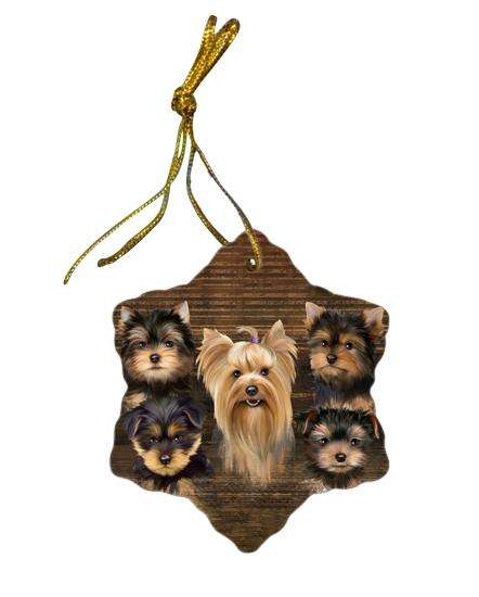 Rustic 5 Yorkshire Terriers Dog Star Porcelain Ornament SPOR50282