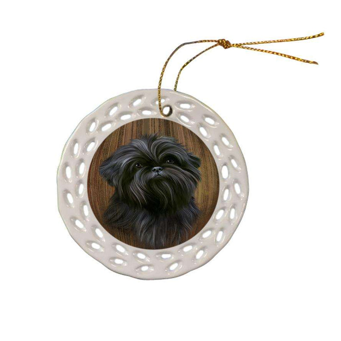Rustic Affenpinscher Dog Ceramic Doily Ornament DPOR50500