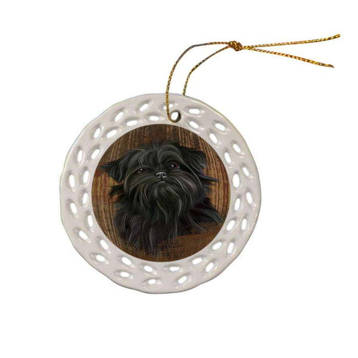 Rustic Affenpinscher Dog Ceramic Doily Ornament DPOR50502