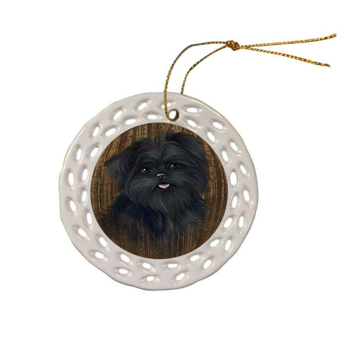 Rustic Affenpinscher Dog Ceramic Doily Ornament DPOR50507
