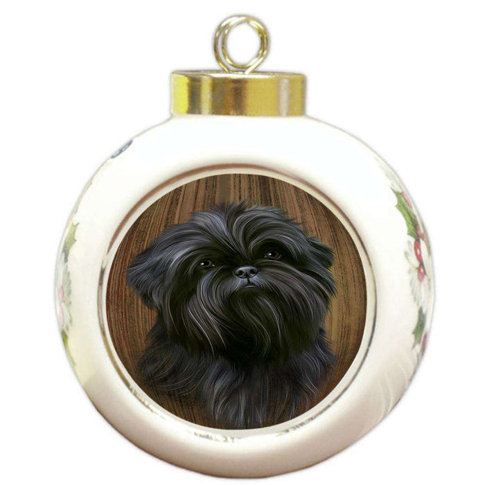 Rustic Affenpinscher Dog Round Ball Christmas Ornament RBPOR50500