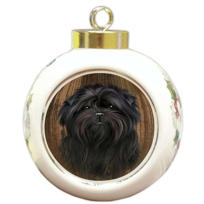 Rustic Affenpinscher Dog Round Ball Christmas Ornament RBPOR50501