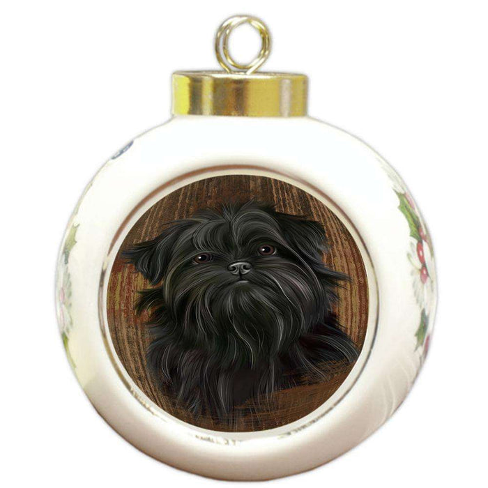 Rustic Affenpinscher Dog Round Ball Christmas Ornament RBPOR50502