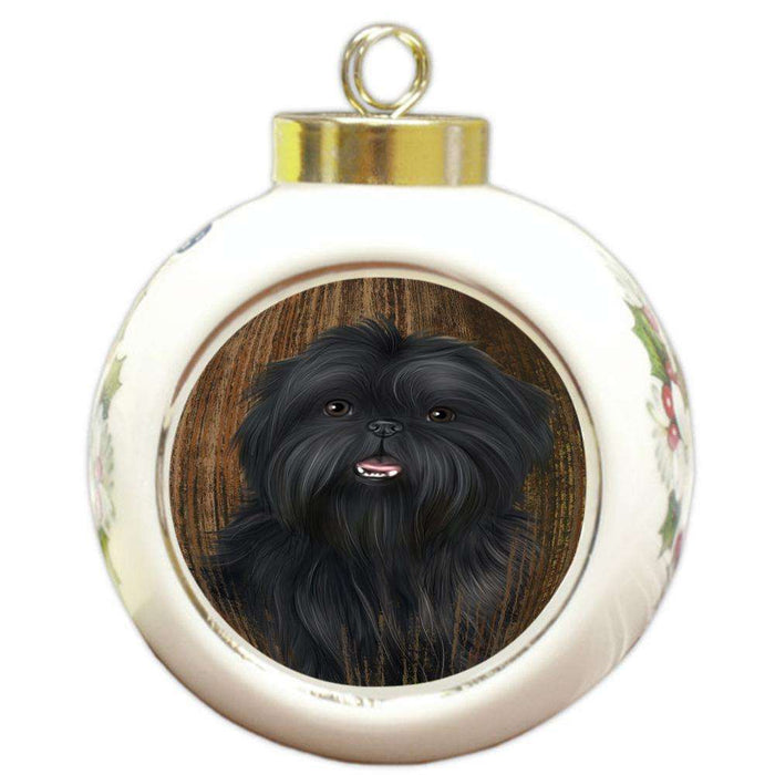 Rustic Affenpinscher Dog Round Ball Christmas Ornament RBPOR50503