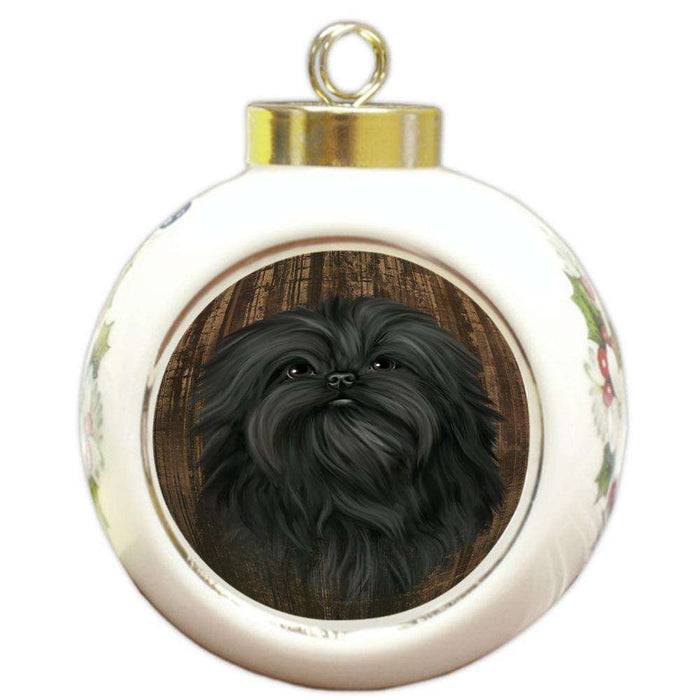 Rustic Affenpinscher Dog Round Ball Christmas Ornament RBPOR50504