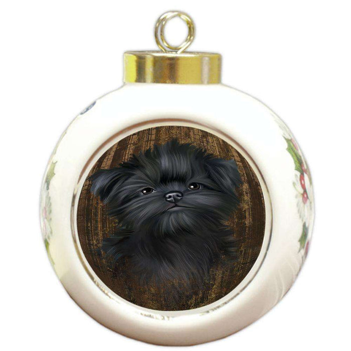 Rustic Affenpinscher Dog Round Ball Christmas Ornament RBPOR50505