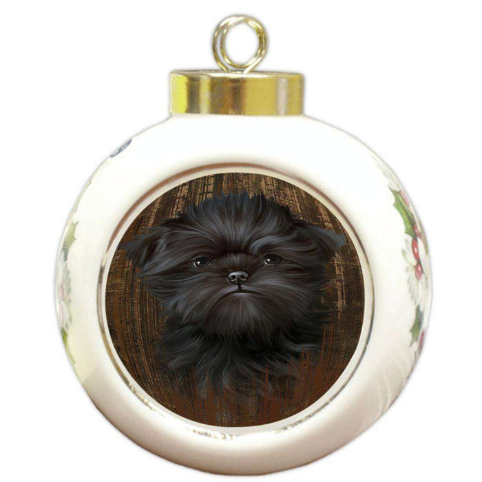 Rustic Affenpinscher Dog Round Ball Christmas Ornament RBPOR50506