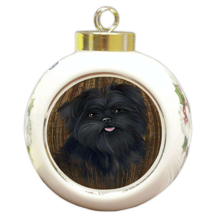 Rustic Affenpinscher Dog Round Ball Christmas Ornament RBPOR50507