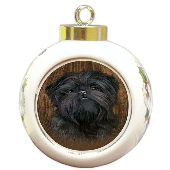 Rustic Affenpinscher Dog Round Ball Christmas Ornament RBPOR50508