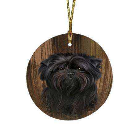 Rustic Affenpinscher Dog Round Flat Christmas Ornament RFPOR50492