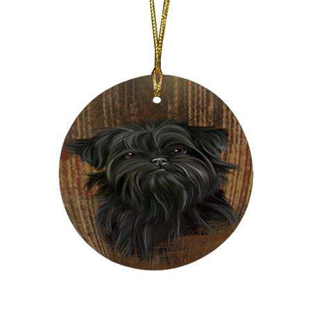 Rustic Affenpinscher Dog Round Flat Christmas Ornament RFPOR50493