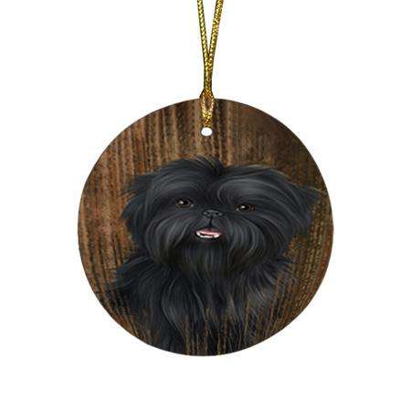 Rustic Affenpinscher Dog Round Flat Christmas Ornament RFPOR50494