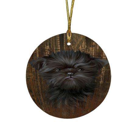 Rustic Affenpinscher Dog Round Flat Christmas Ornament RFPOR50497