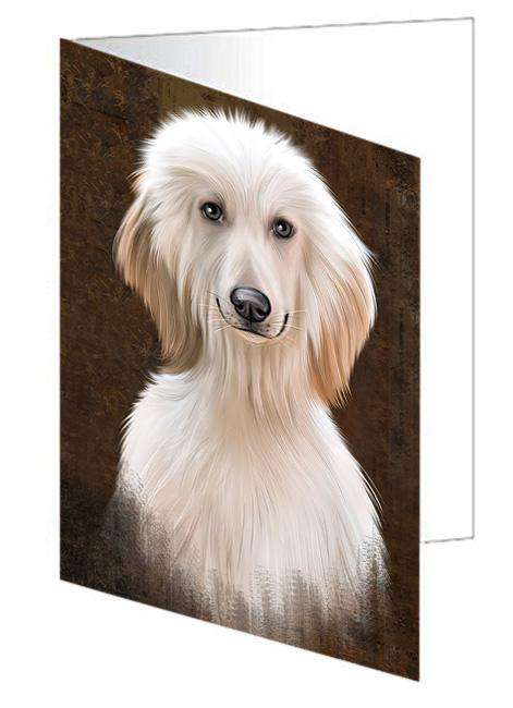 Rustic Afghan Hound Dog Handmade Artwork Assorted Pets Greeting Cards and Note Cards with Envelopes for All Occasions and Holiday Seasons GCD67214