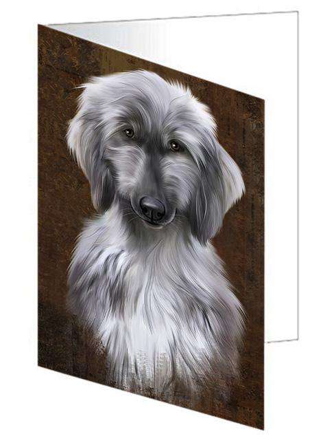 Rustic Afghan Hound Dog Handmade Artwork Assorted Pets Greeting Cards and Note Cards with Envelopes for All Occasions and Holiday Seasons GCD67223