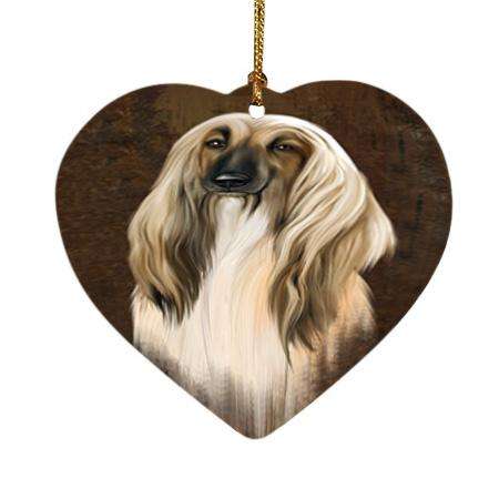 Rustic Afghan Hound Dog Heart Christmas Ornament HPOR54394