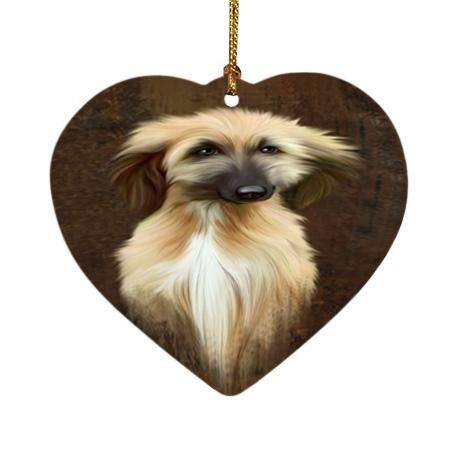 Rustic Afghan Hound Dog Heart Christmas Ornament HPOR54397