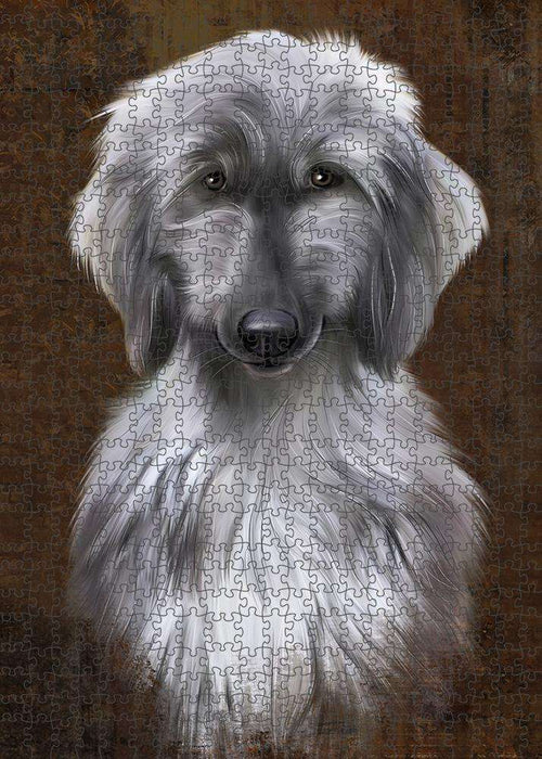 Rustic Afghan Hound Dog Puzzle with Photo Tin PUZL84748