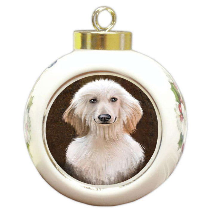 Rustic Afghan Hound Dog Round Ball Christmas Ornament RBPOR54395