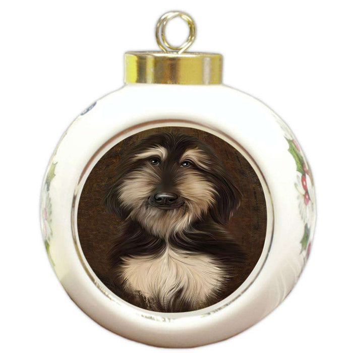 Rustic Afghan Hound Dog Round Ball Christmas Ornament RBPOR54396