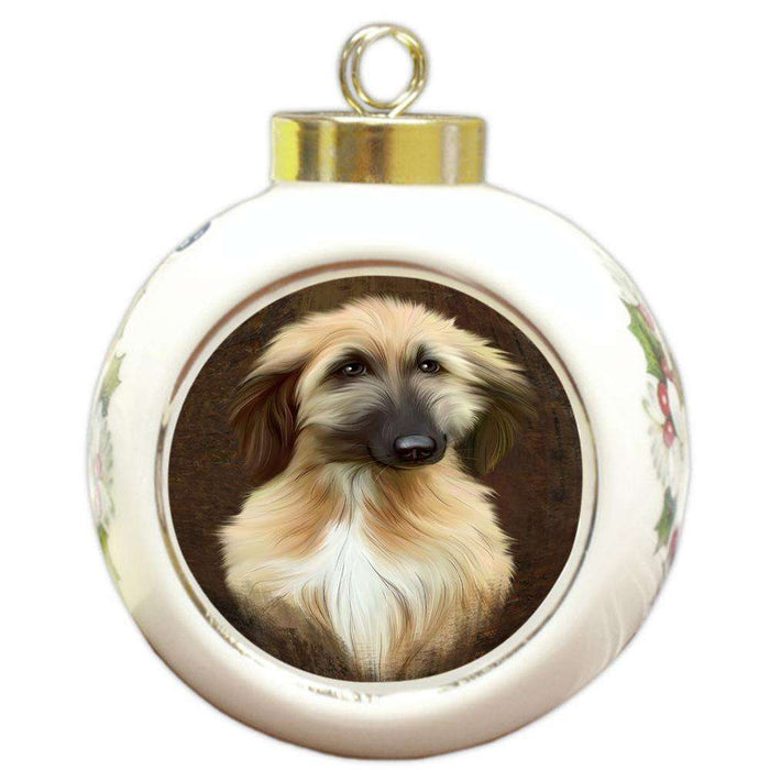 Rustic Afghan Hound Dog Round Ball Christmas Ornament RBPOR54397