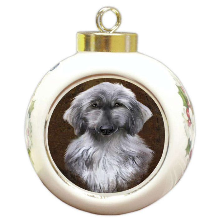 Rustic Afghan Hound Dog Round Ball Christmas Ornament RBPOR54398