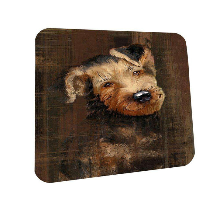 Rustic Airedale Dog Coasters Set of 4 CST48152