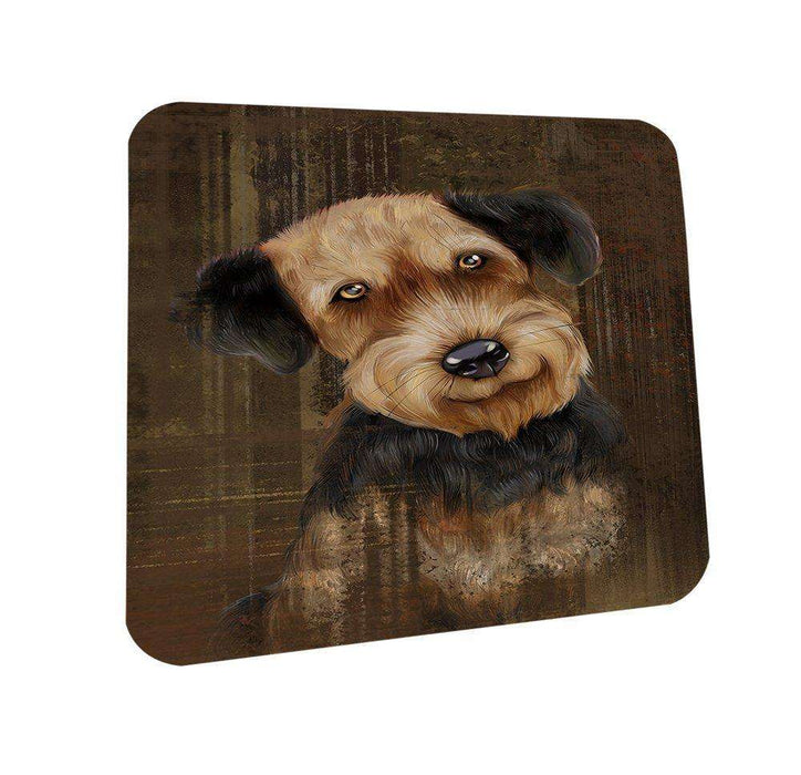 Rustic Airedale Dog Coasters Set of 4 CST48154
